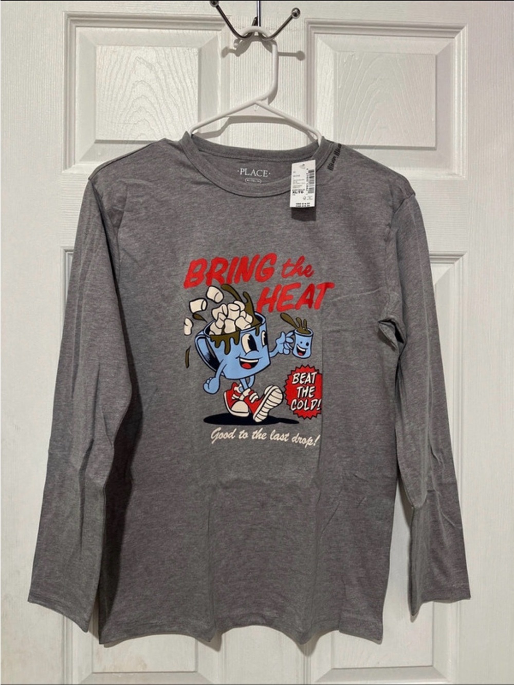Place Grey Long-Sleeve Tee with Red & Blue 'Bring the Heat' Graphic
